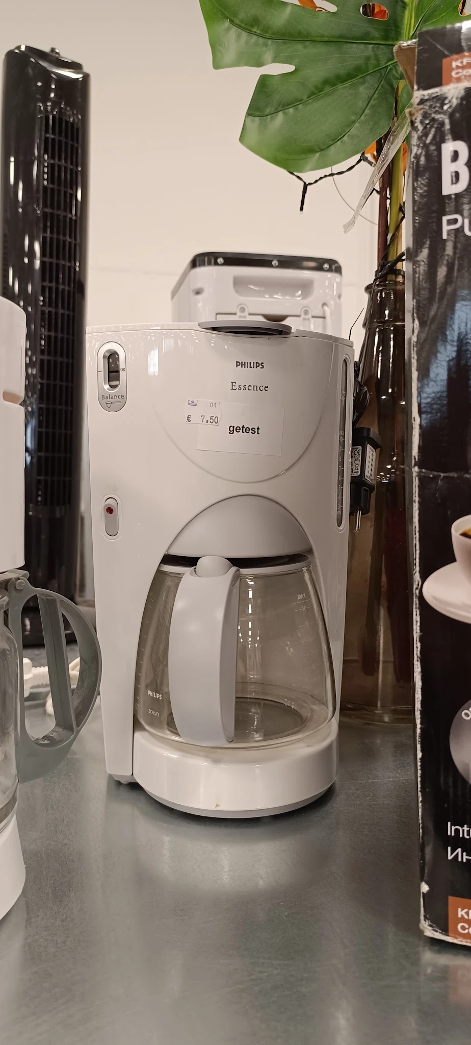 Philips Essence koffiezetapparaat, wit model met glazen kan