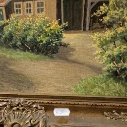 Schilderij met landschapsscène in gouden lijst