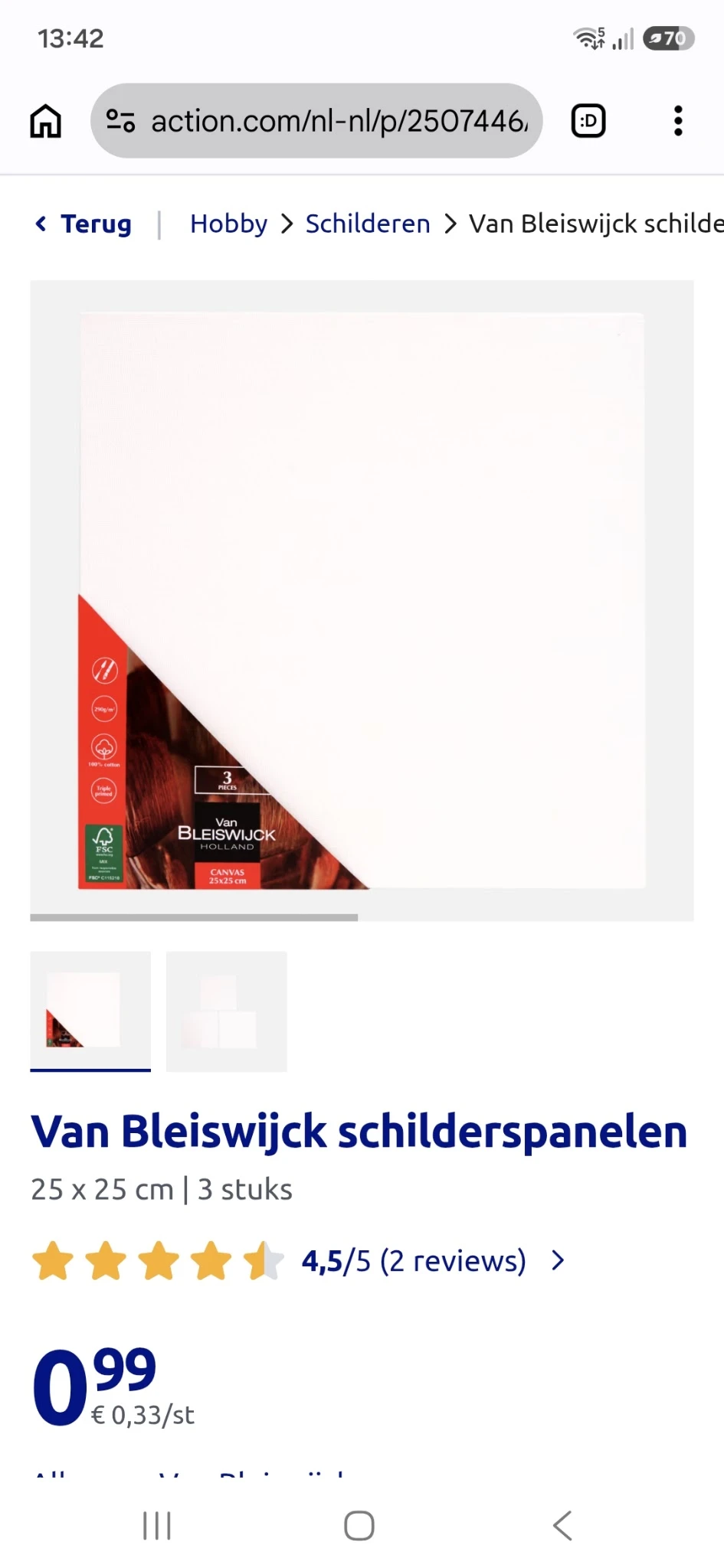 Verpakking van Bleiswijck canvas met rode driehoekige doos