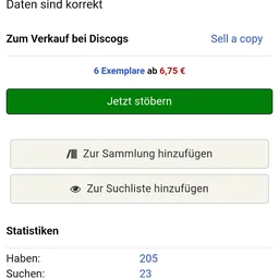 Webpagina met aanknoppen en tekst over verkoop bij Discogs