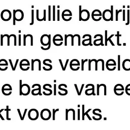 Tekstfragment in Nederlands over bedrijfsgebruik en 60 minuten