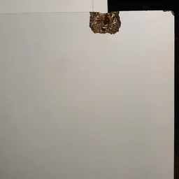 Bijna volledig wit beeld met klein object bovenaan