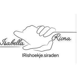 Illustratie van twee handen die elkaar vasthouden met namen Isabella en Riona en tekst IRishoekje.siraden