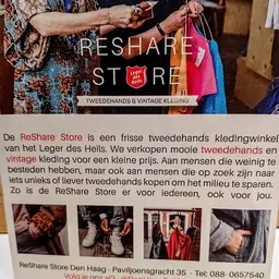 Informatieve tekst over ReShare Store met foto's van klanten
