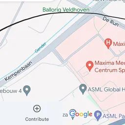 Kaartschermafbeelding met locaties in Veldhoven en omgeving