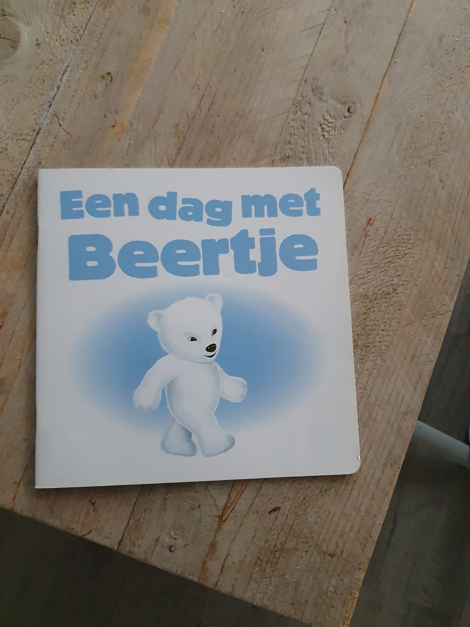 Kinderboek 'Een dag met Beertje' met illustratie van een witte knuffelbeertje op omslag