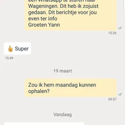 Whatsapp-berichtenchat met groeten en vragen