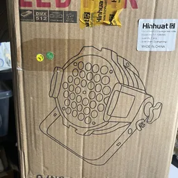 Verpakking van een Hinihuat-wafel-/poffertjesmaker met afbeelding van het apparaat op de doos