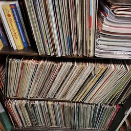 Uitgestalde cd's en dvd's in rekken, goed georganiseerd op schappen