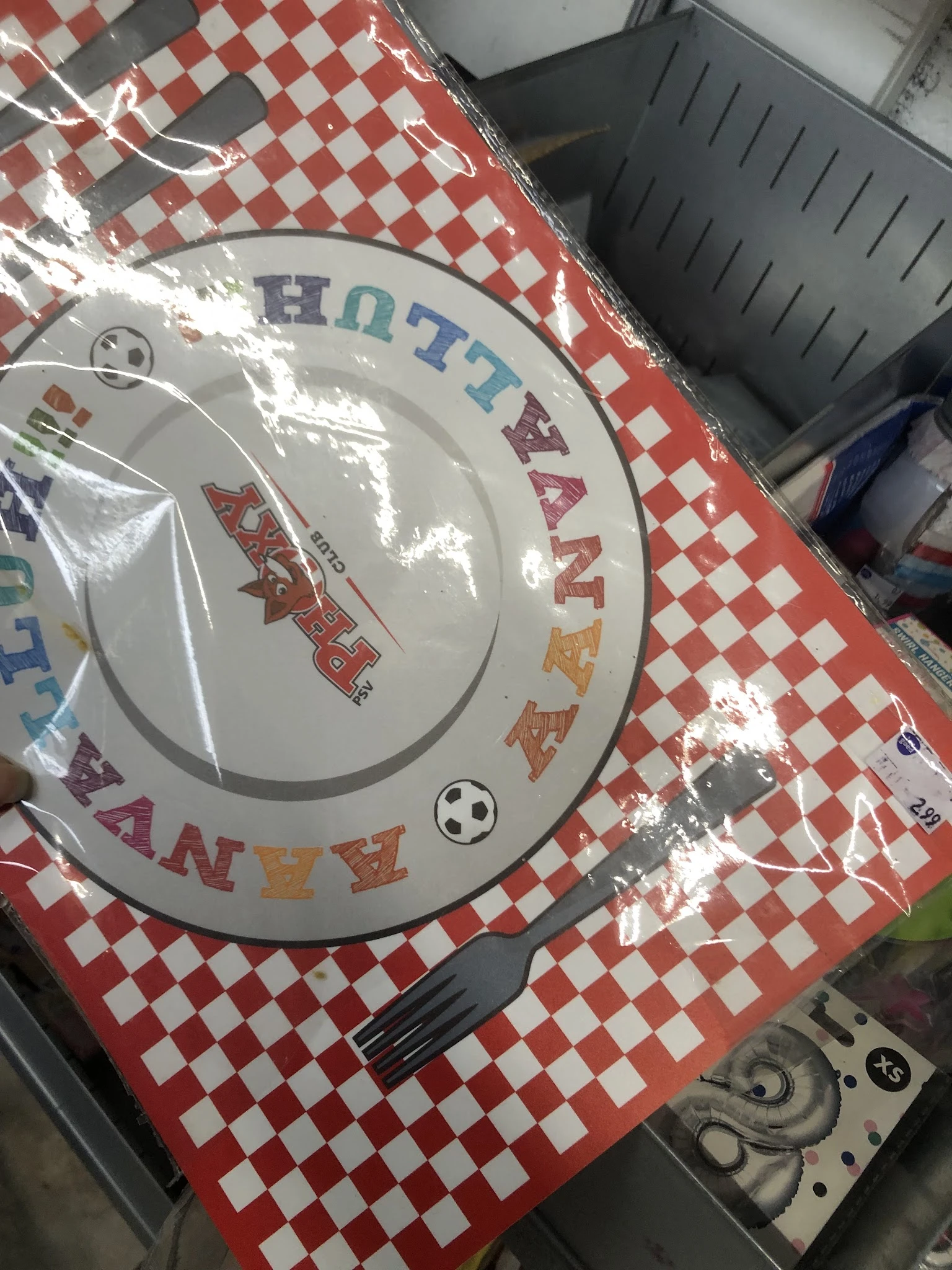 Kinderbord met voetbal- en letters-design, nog in verpakking