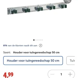 Schermafbeelding van een productpagina met tuingereedschap en filteropties