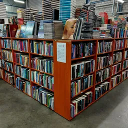 Uitgebreide boekenrekken met grote verscheidenheid aan tweedehands boeken in verschillende kleuren en formaten