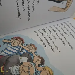 Pagina uit een kinderboek met illustratie en tekst