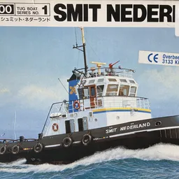 Modelbouw of miniatuuur van een sleepboot op zee