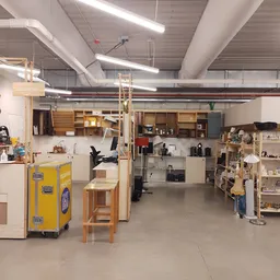 Ruime kringloopwinkelruimte met stellingen, toonbanken en diverse tweedehands artikelen