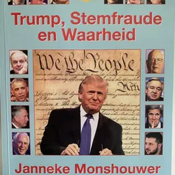 Boek of poster met portretfoto's en tekst in het Nederlands