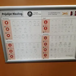 Instructieposter met tekeningen van kledingstukken en onderkledingcategorieën