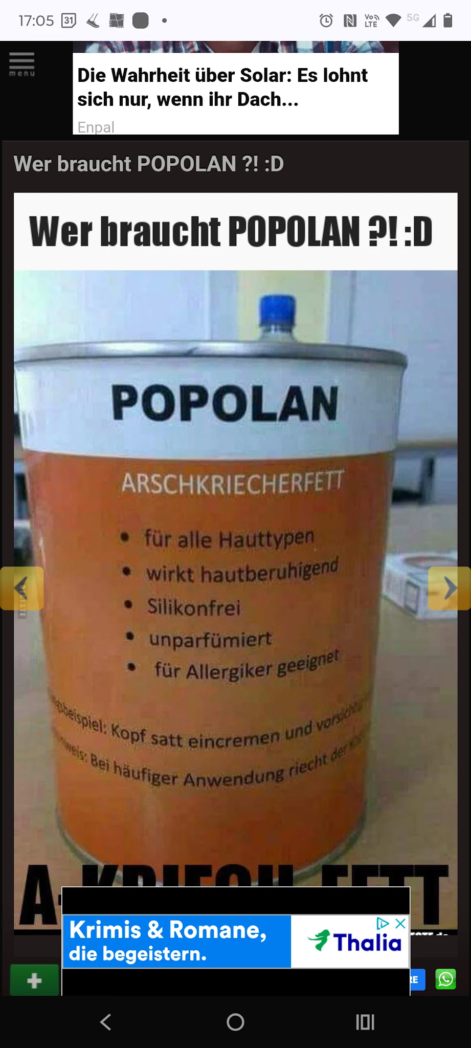 Blik Popolan Arschkriecherfett met Duitse productbeschrijving op etiket